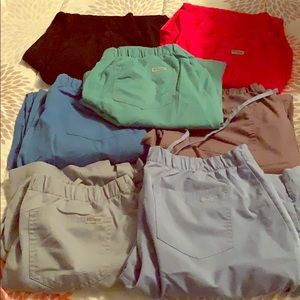 7 pair of Greys anatomy and Cherokee scrubs